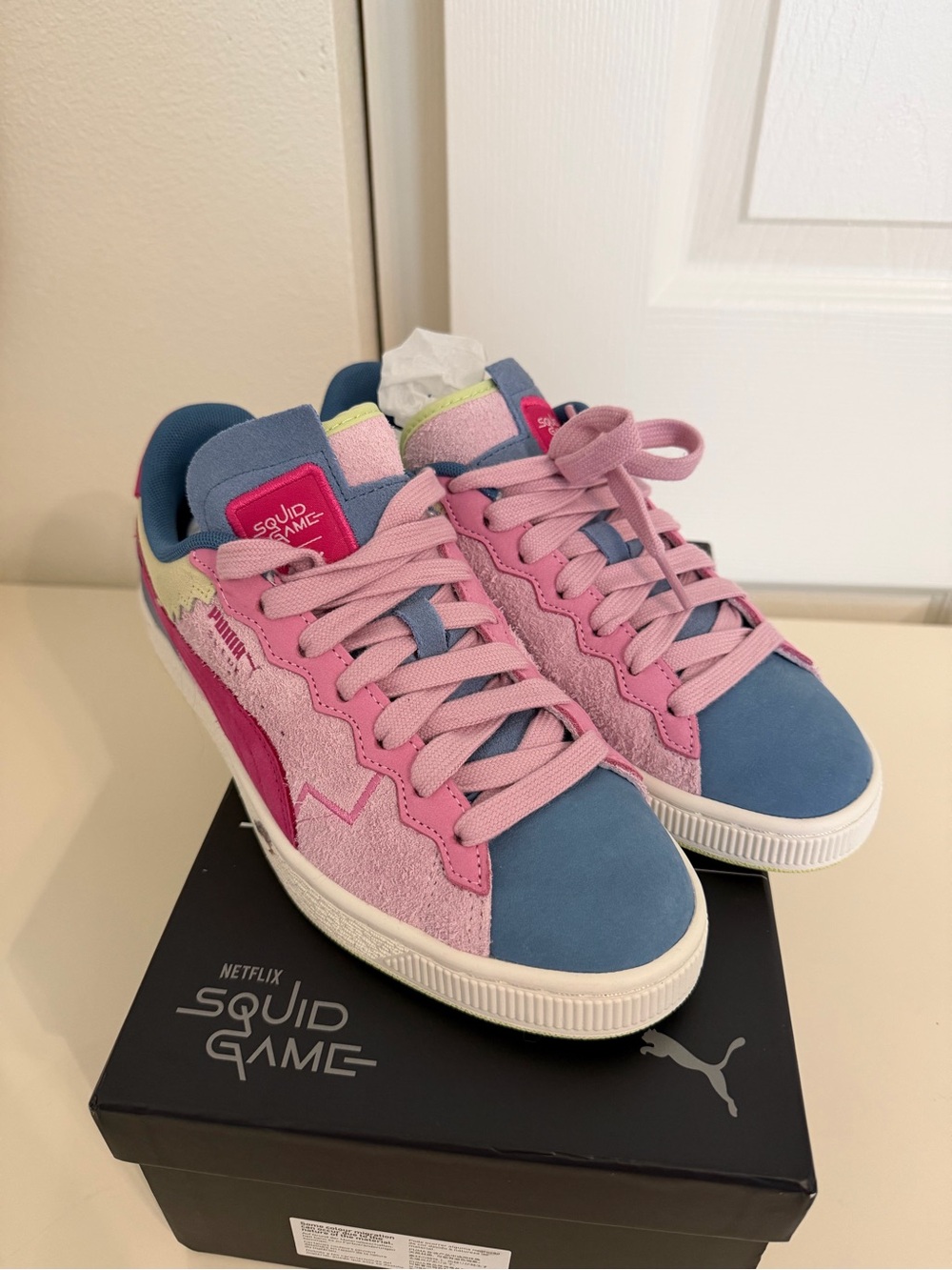 Puma Squid Game Pink, Blue and Lime Colorblock Sneakers